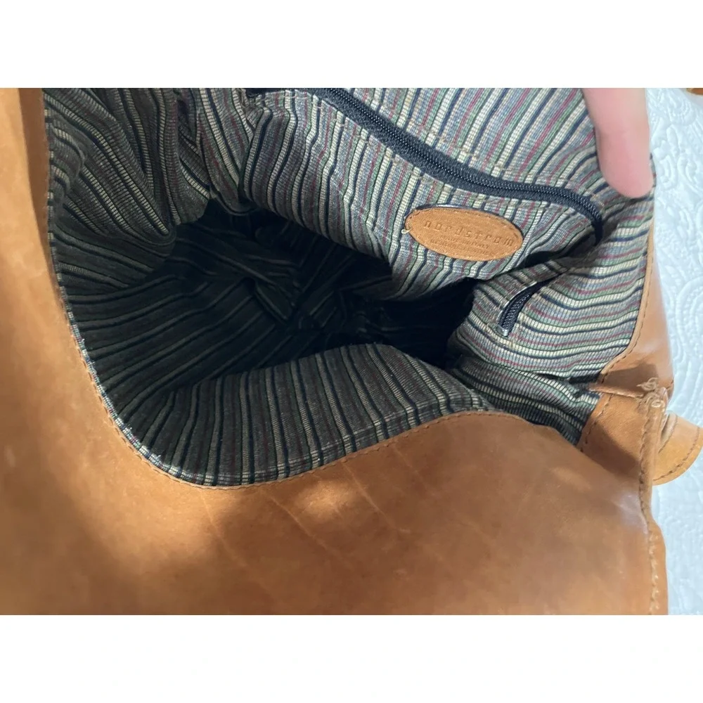 Nordstrom Italian Leather Fold Over Crossbody Shoulder Purse Women's Brown Boho
